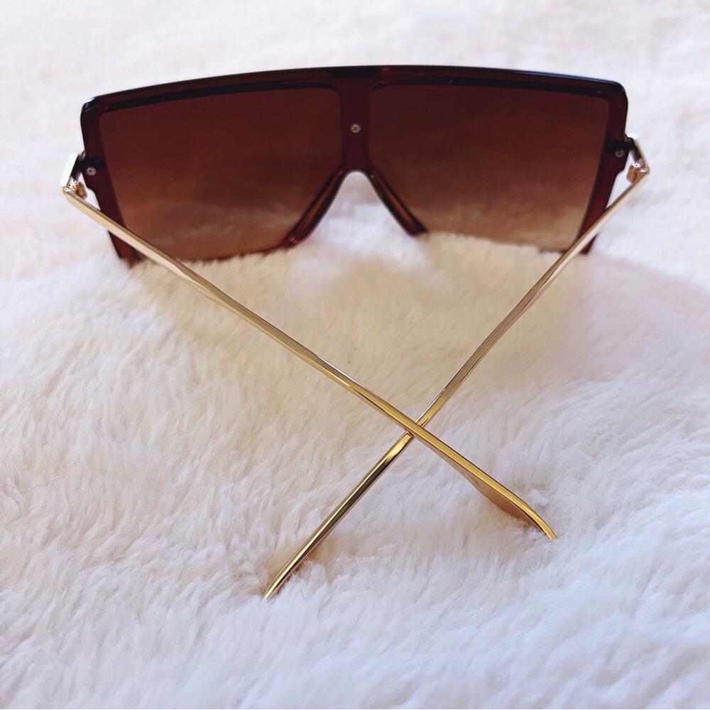 Ariel Brown Rectangle Full Frame Sunglasses - Picture 9 of 11